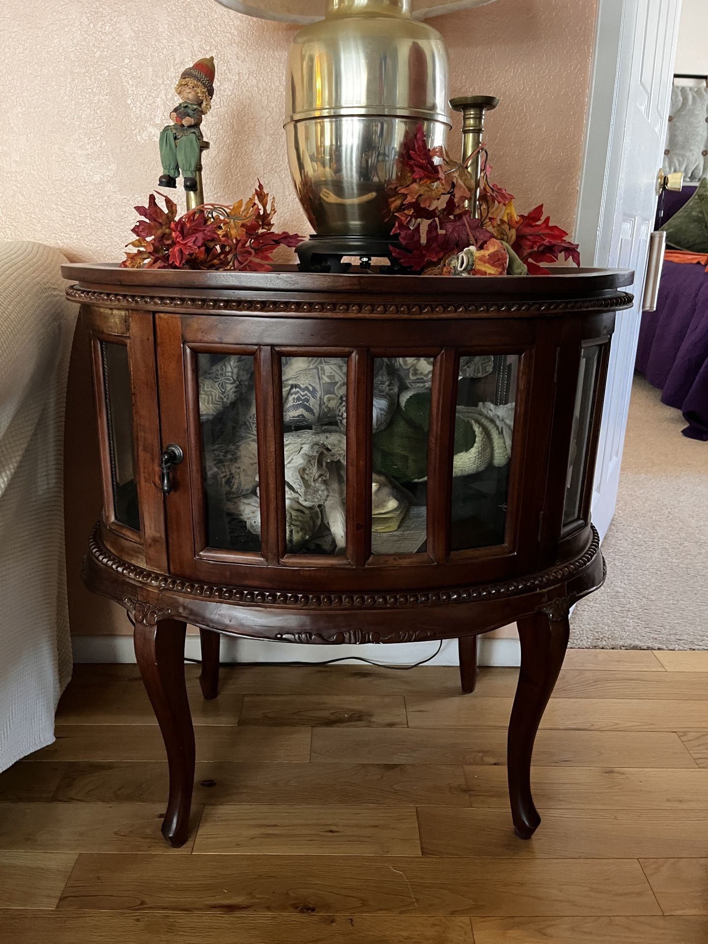 Antique Table With Glass Door