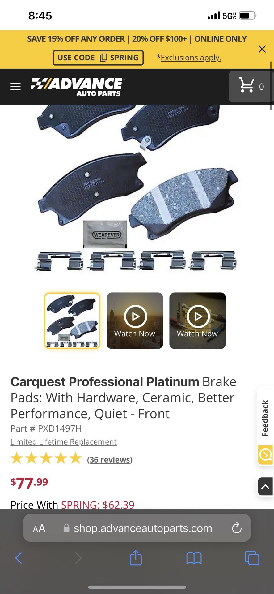 12-17 Chevy Cruz Front Brake Pads