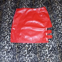 Red Leaather Mini Skirt