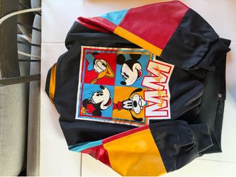 Vintage Disney Mickey Mouse Leather Sleeve Varsity Jacket Large - Never Worn - Color Block
