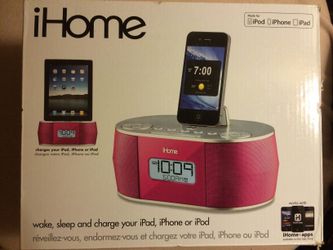 Brand new iHOME iD38 Stereo System with Dual Alarm and FM Clock Radio/Pink