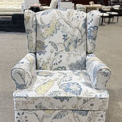Floral Accent Chair, Comfortable High Back Upholstered Armchair with Solid Wood Legs, Leisure Single Sofa Chair for Living Room, Home Office, Bedroom(