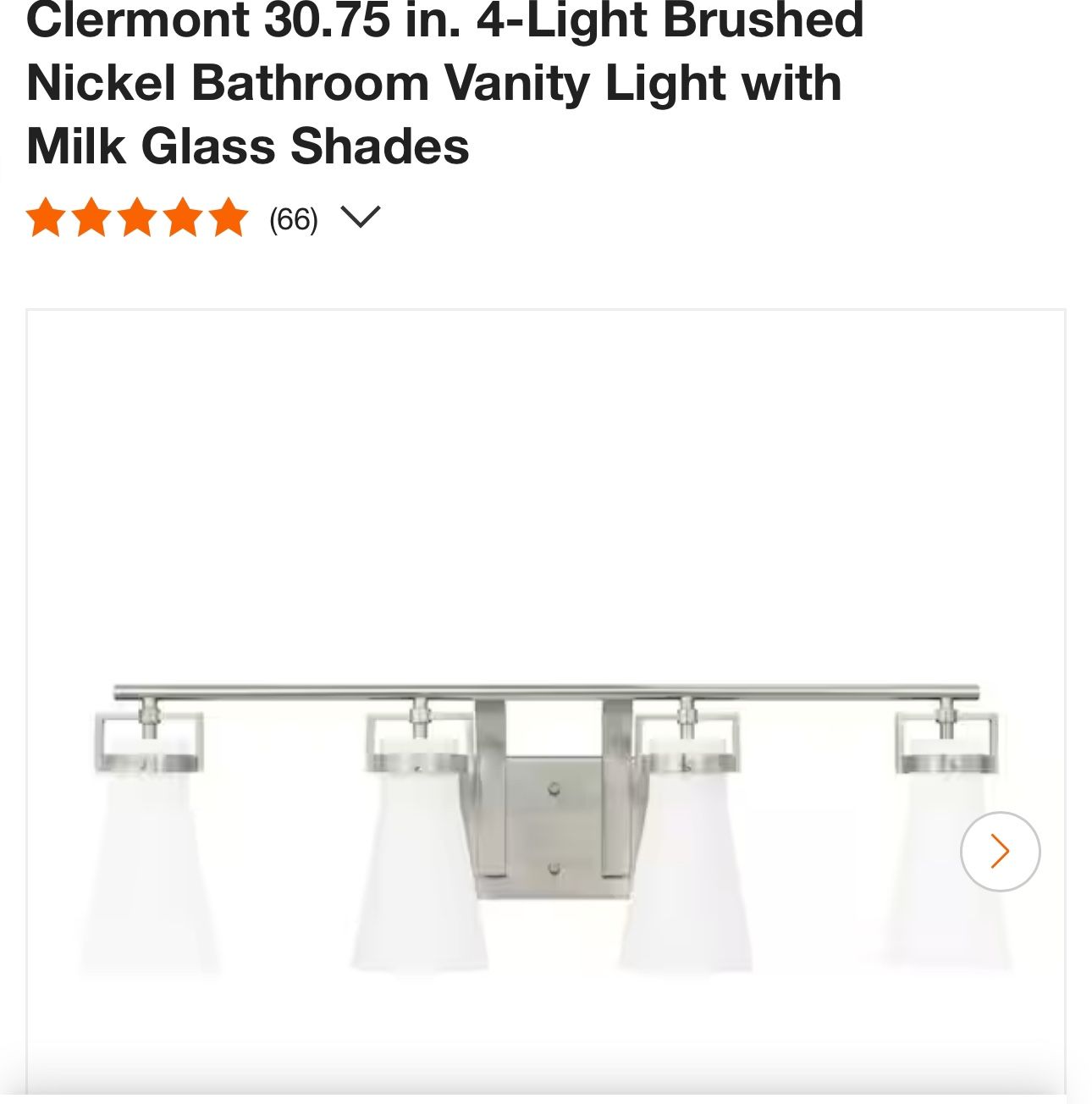 Clermont 30.75 in. 4 Light Brushed Nickel Bathroom Vanity Light with Milk Glass Shades