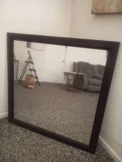 Wall Mirror 4 feet by 4 feet Dark Brown Sidings