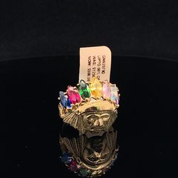 10k Gold With Cubic Zicornia Solid Ring 