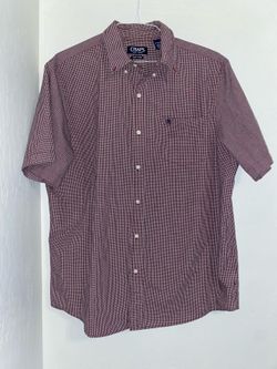 Chaps Dress shirt Mens XL Red Pinstripe Checkered Easy Care Button Up Shirt