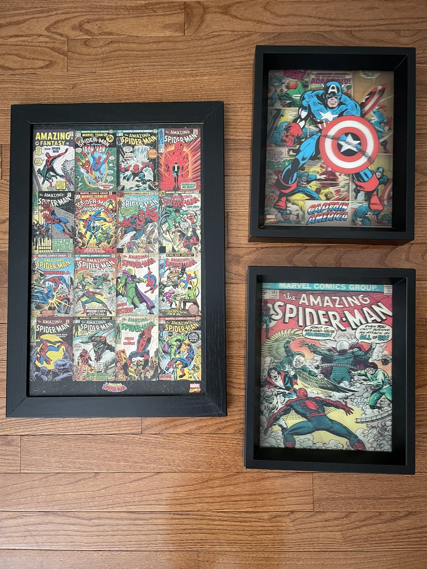 3 Photos With Black Frames - Comic Book Characters