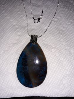 Beautiful Blue Brown Fire Agate necklace