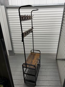 Shoe Rack With Clothes Hooks