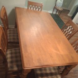 Dining Room Table, Chairs, Cabinet