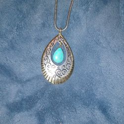 Gorgeous Gold Wirh Silver Accent Pendent