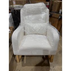 Modern Nursery Rocker or Living Room Rocker White Sherpa Boucle Shearling Fabric Delivery Available