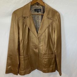 NEW bronze Leather Jacket -women’s large 