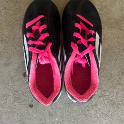Girls, pink and black Adidas soccer cleats size 12 youth