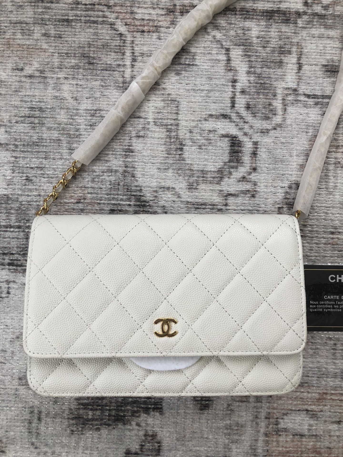 Chanel Wallet On Chain. White With Gold Hardware for Sale in