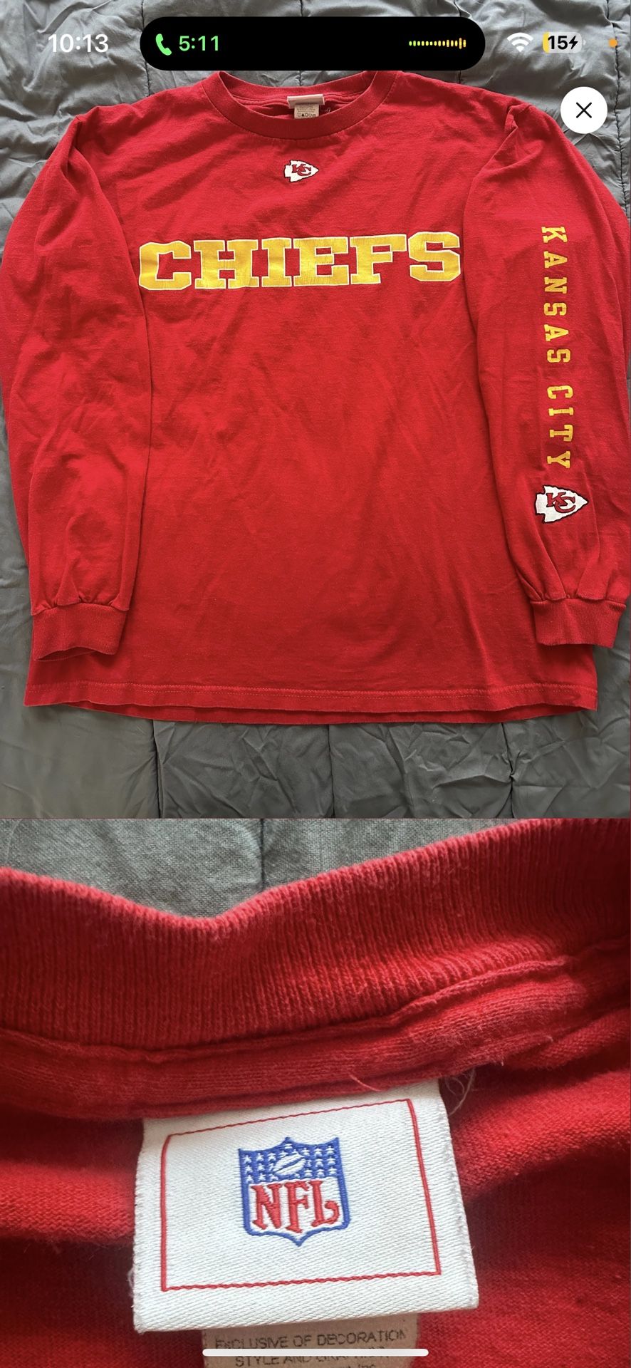 NFL Chiefs sweat Shirt Size Large 