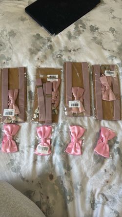 8 bow ties & 4 suspenders pink color