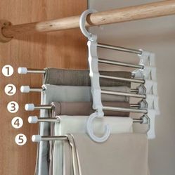 Pants Hanger Space Saving Rack Stainless Steel Multi Tier Closet Organizer New