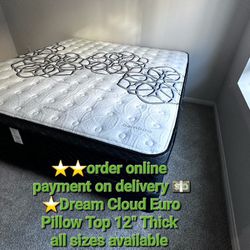 🟪queen Size Pillow Top Mattress 12" Thick 