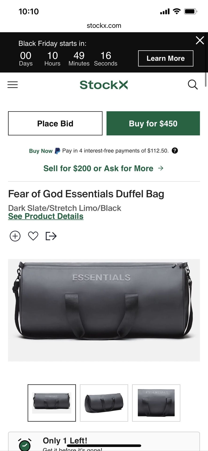 New With tag ESSENTIALS duffle Bag