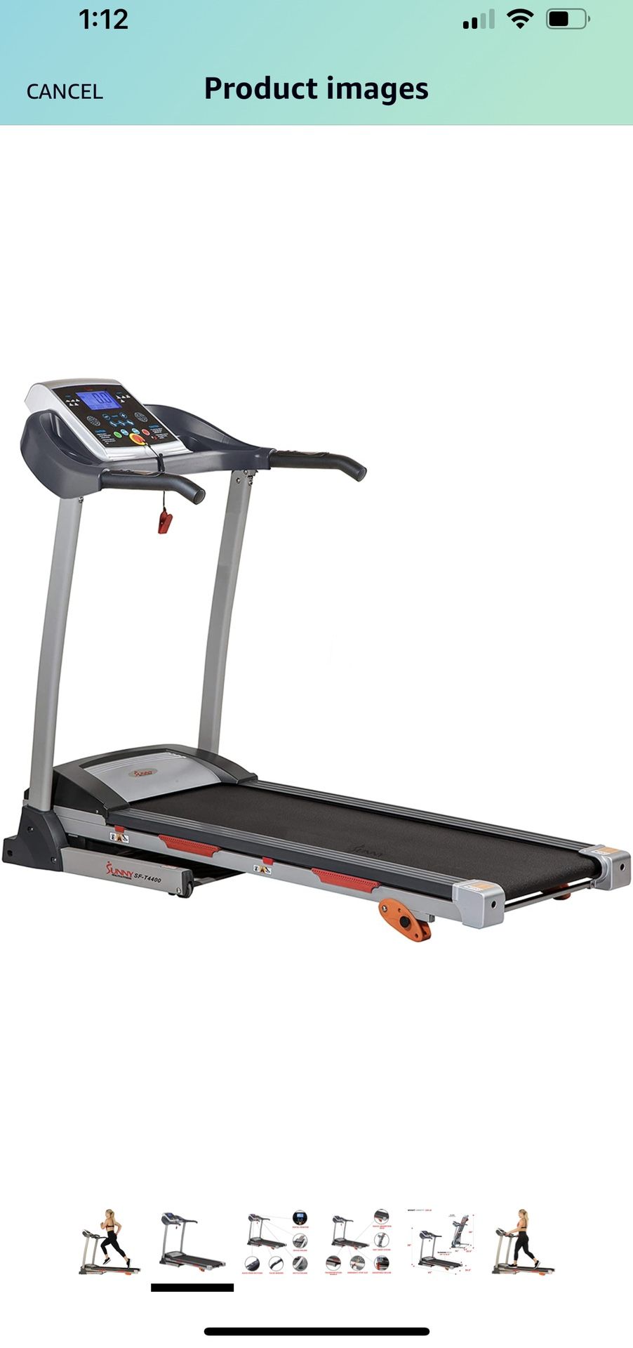 Sunny Health & Fitness Folding Incline Treadmill With Tablet And Device Holder - SF-T4400