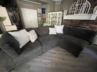 Gray Couch with Ottoman