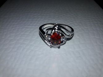 OVAL CUT RED RUBY STERLING SILVER RING