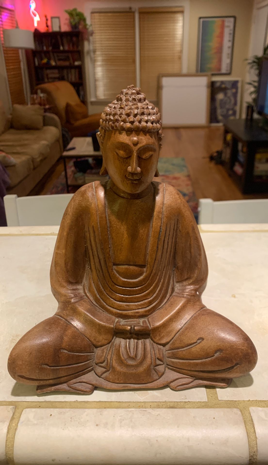 Wooden Buddha sculpture