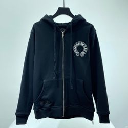 New Black Chrome Hearts Zip Up Hoodie 