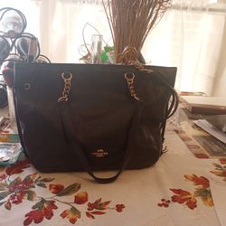 Coach Blk Leather Tote