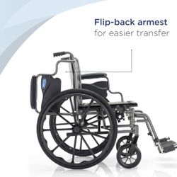 Invacare Essentials Tracer SX3 Wheelchair, Foldable, Elevating Legrests & Desk Length Arms, 18 Inch Seat