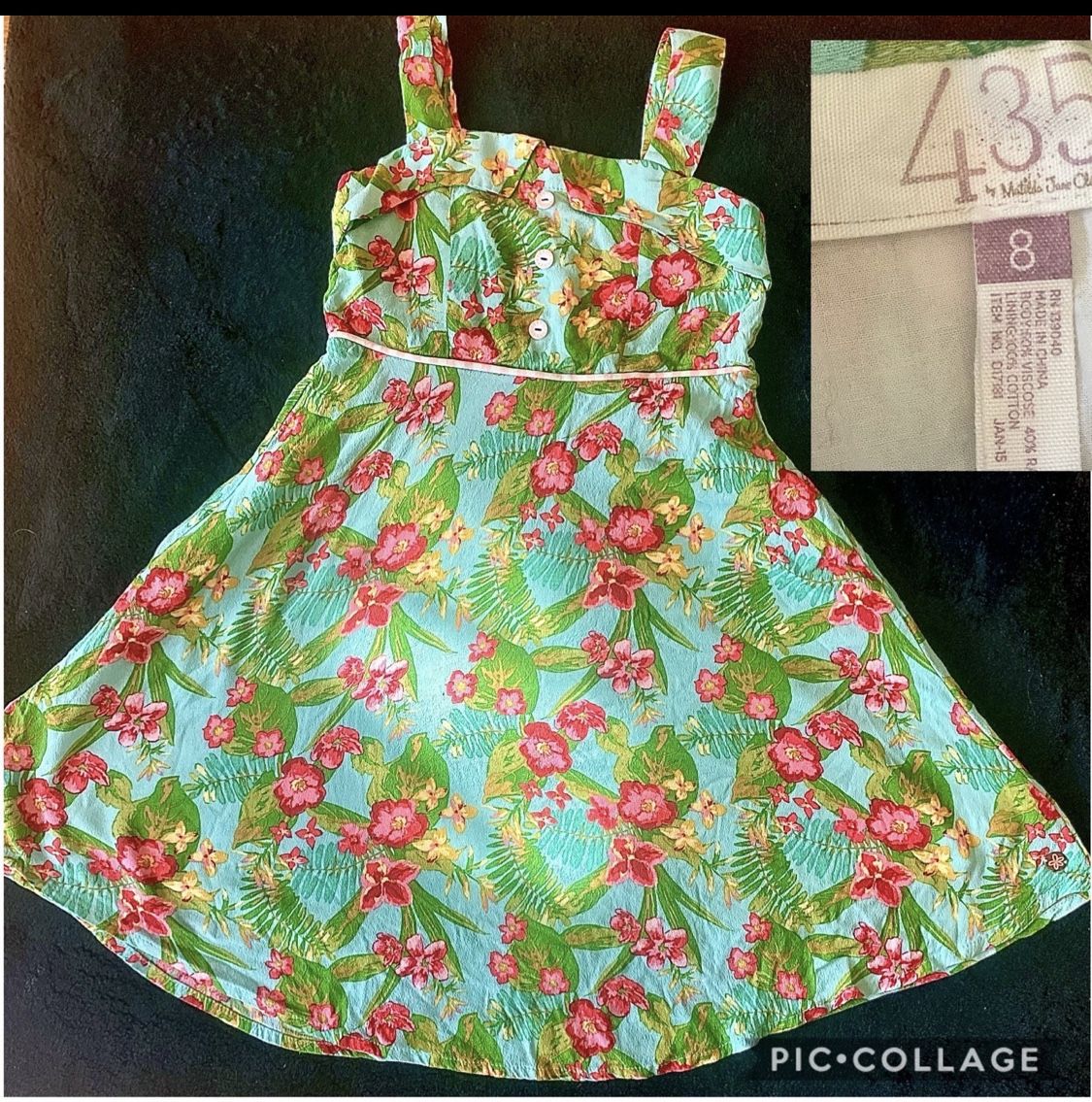 Matilda Jane 435 sundress dress Size 8 Hawaiian floral print, empire waist, EUC