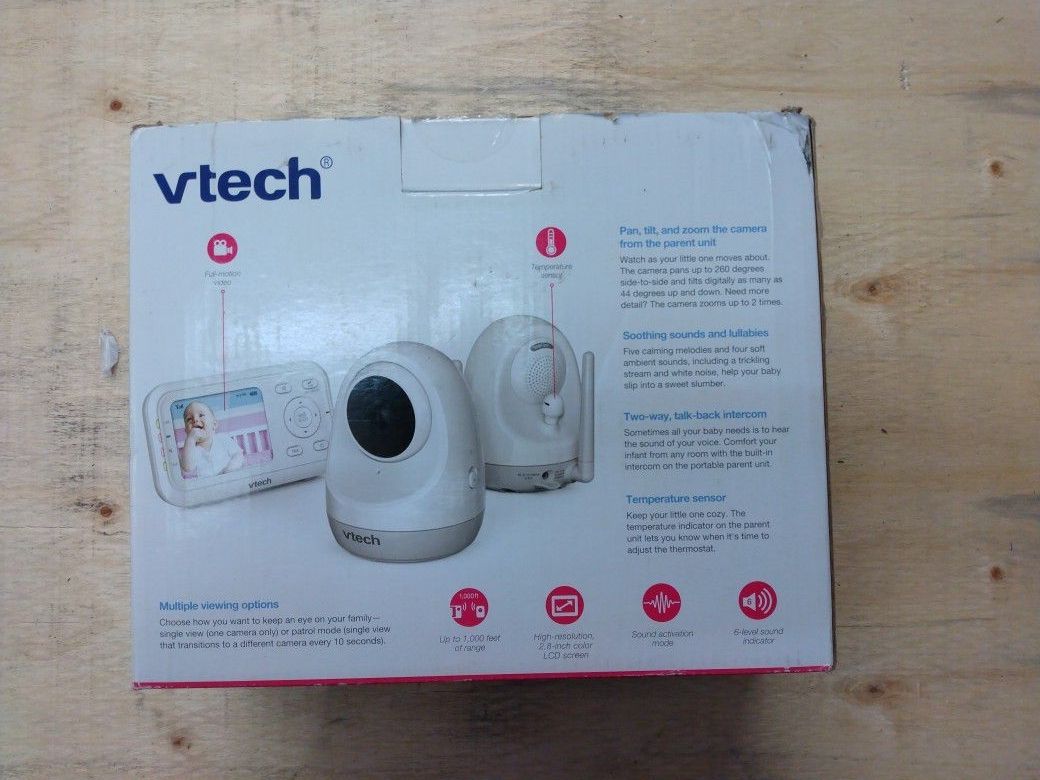 Open Box VTech VM3261-2 2.8” Digital Video Baby Monitor with 2 Pan & Tilt Cameras, Full Color and Automatic Night Vision