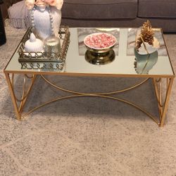 Glass Top Golden Coffee Table
