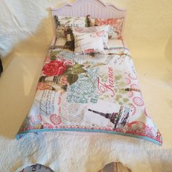 Doll Bed With Foam Mattress & Bedding Set
