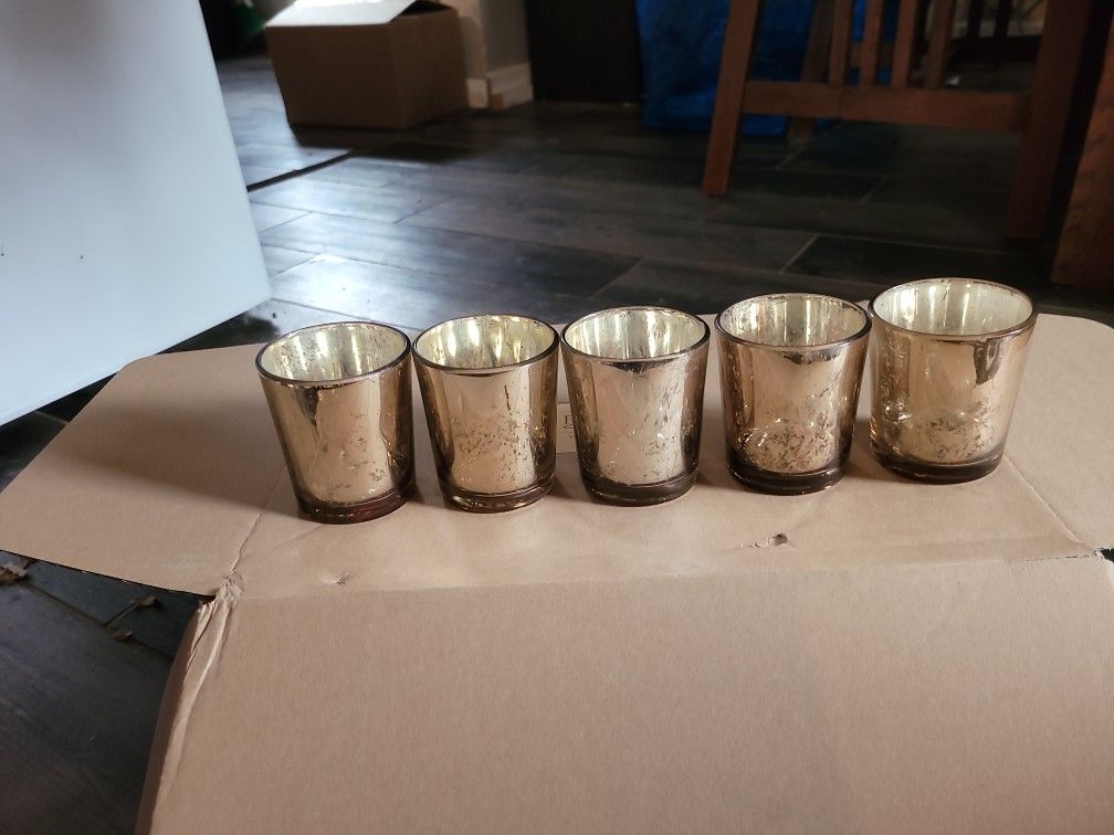 Gold Mercury Glass Candle Holders