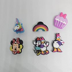 Girls' Multicolor Shoe Charms Minnie Mouse Daisy Duck Unicorn Rainbow Cupcake