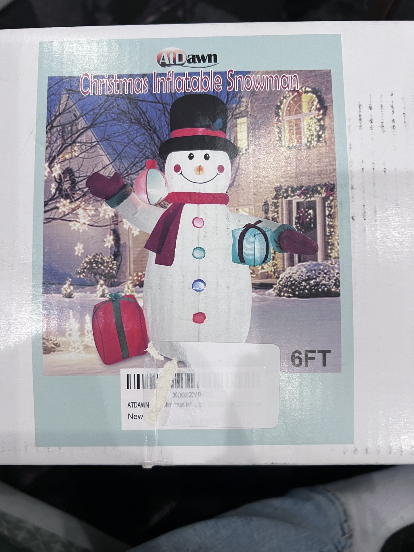 6FT Christmas Inflatable Snowman Christmas with Gift Boxes for Indoor Outdoor Christmas