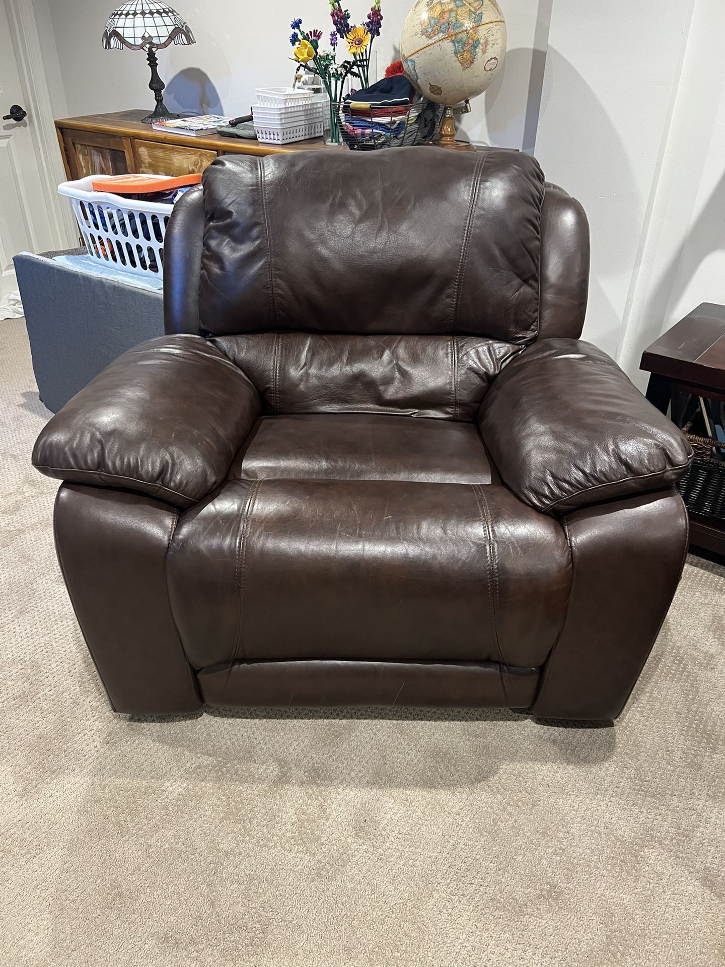 Brown Italian Leather Recliner Chair