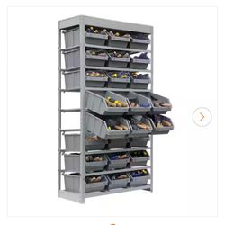BRAND NEW IN BOX KING'S RACK Gray 8-Tier Botless Bin Storage System Garage Storage Rack (24 Plastic Bins in 8 Tier)