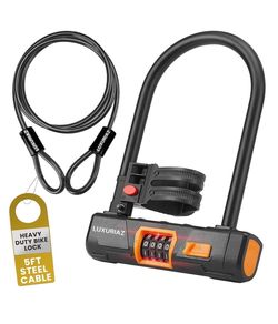 Luxuriaz Heavy Duty Bike U-Lock with Cable