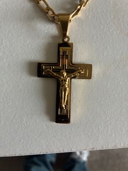24” Gold Stainless Steel Cross Necklace