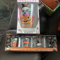 Hello Kitty Halloween 16 Ounce Glassware And A Shot Glasses