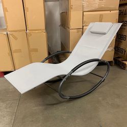 BRAND NEW $45 Outdoor Rocking Zero Gravity Chair Patio Lounge Chair Recline Rocker for Backyard Pool w/ Pillow