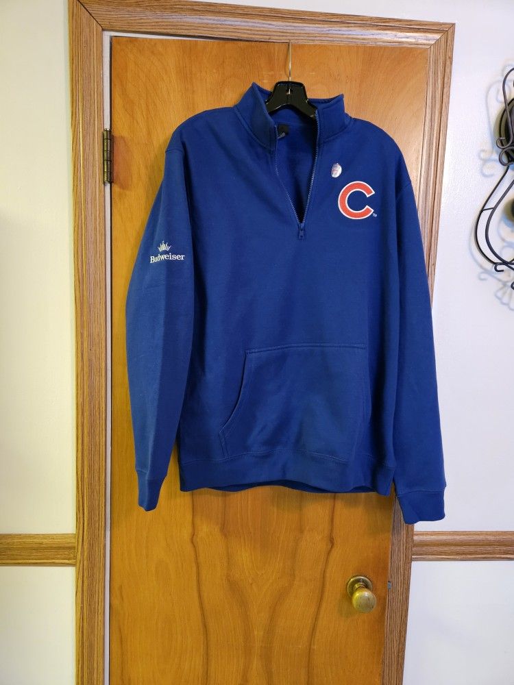 New Never Worn Chicago Cubs Budweiser Men's Large 1/4 Zip Pullover With Front Pouch Pocket