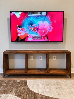 Rustic Wood TV Console Table with Shelves