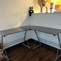 L Shaped Glass Desk 