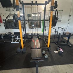 Full Home Gym Setup – Squat Rack, Weights, Bench & More!