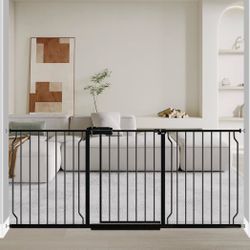 13. Extra Wide Baby Gate Black 67-71.5 Inch Wide, Walk Through Pressure Mounted No Drill For Doorways, Long And Large Tension Gate For Pet And Kids