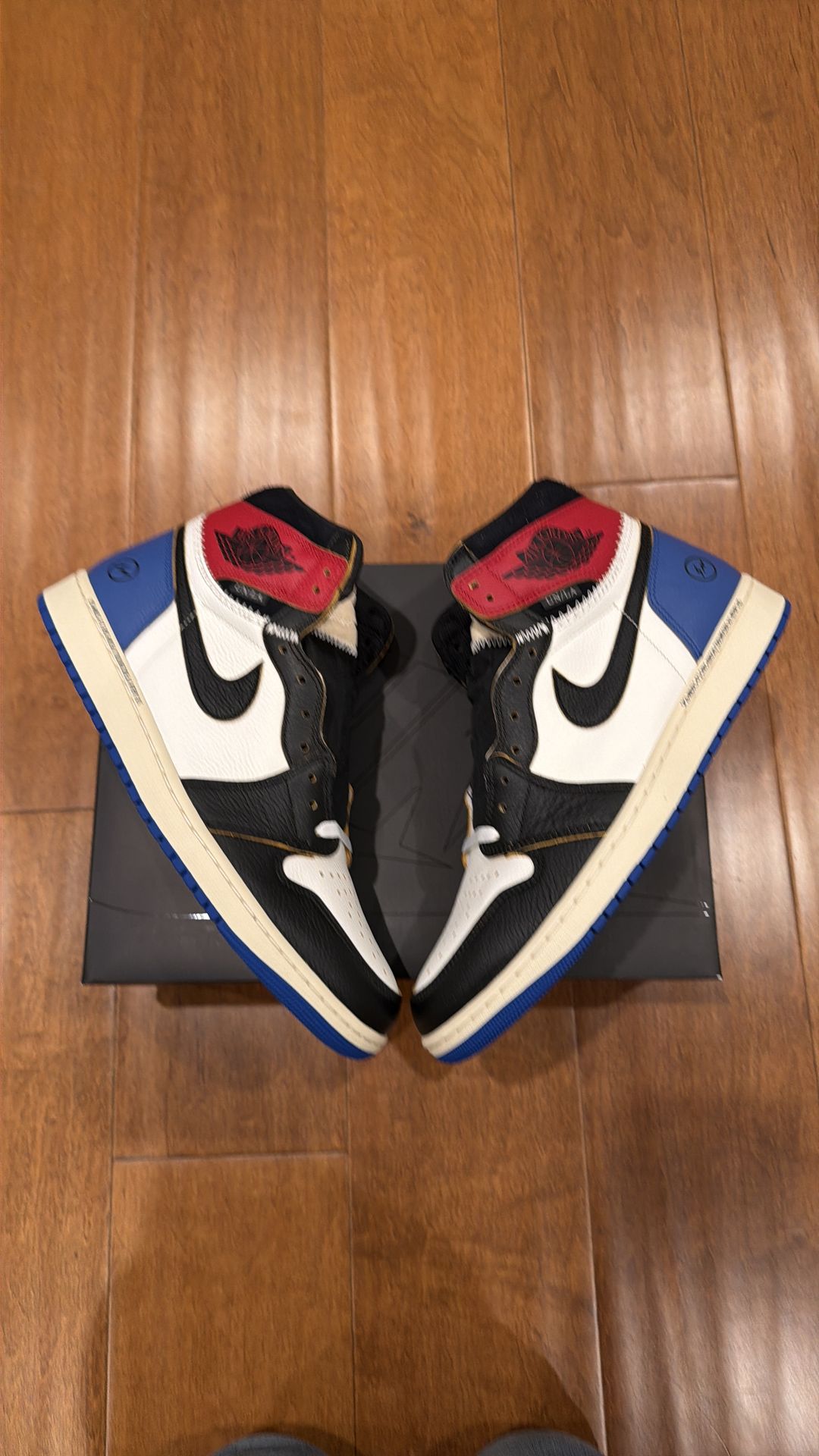Jordan 1 Retro High OG SP Fragment X Union LA Varsity Red Sport Royal Size 12 M